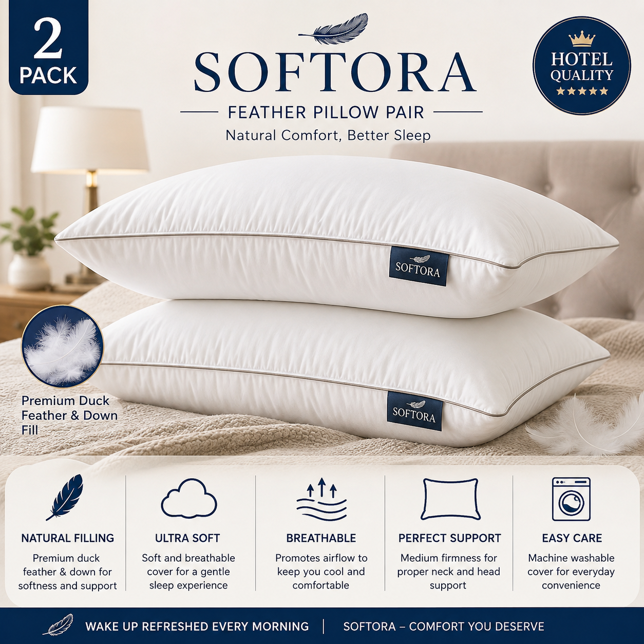 Duck feather Pillow Pair