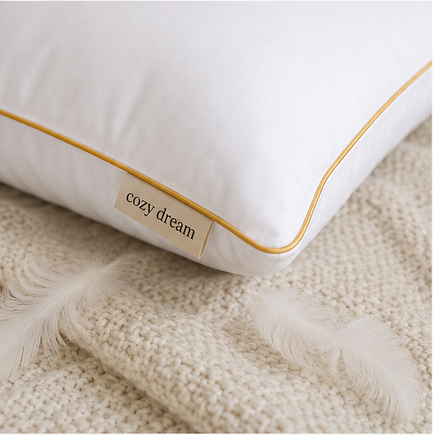 Cozy dream feather pillow~ soft , skin friendly machine washable.