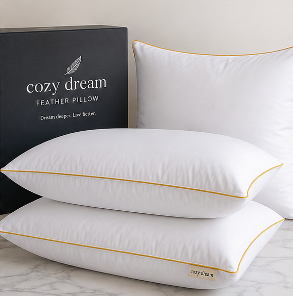 Cozy dream feather pillow~ soft , skin friendly machine washable.