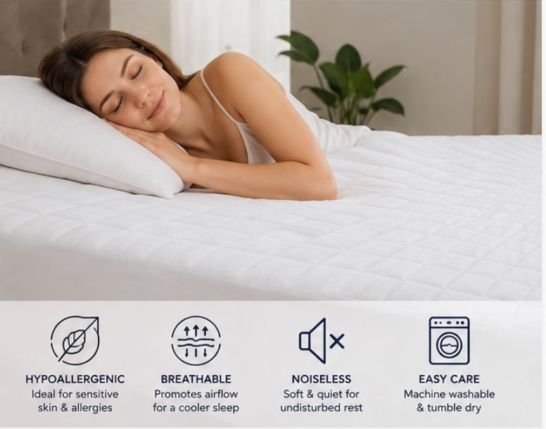 Premium Quilted Mattress Protector – Waterproof, Breathable & Machine Washable