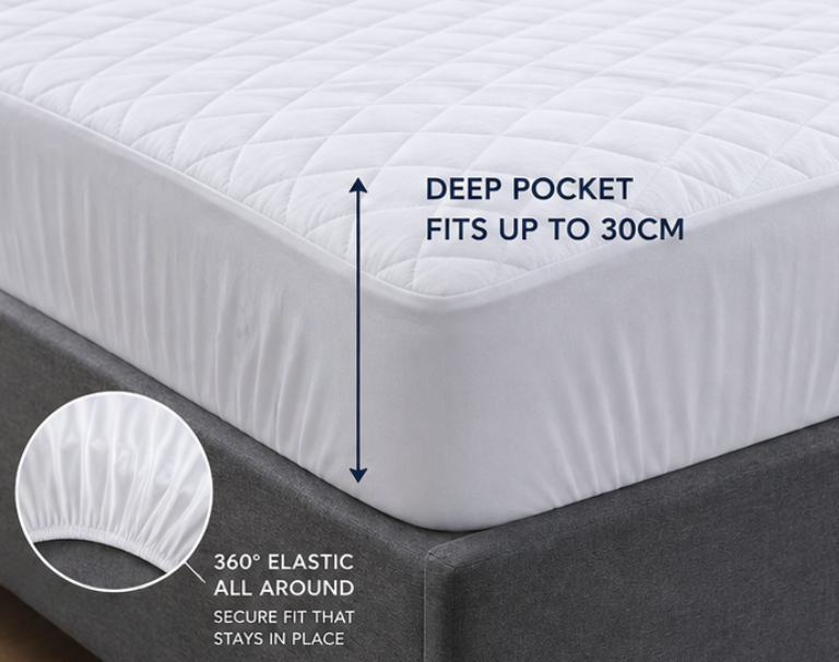 Premium Quilted Mattress Protector – Waterproof, Breathable & Machine Washable